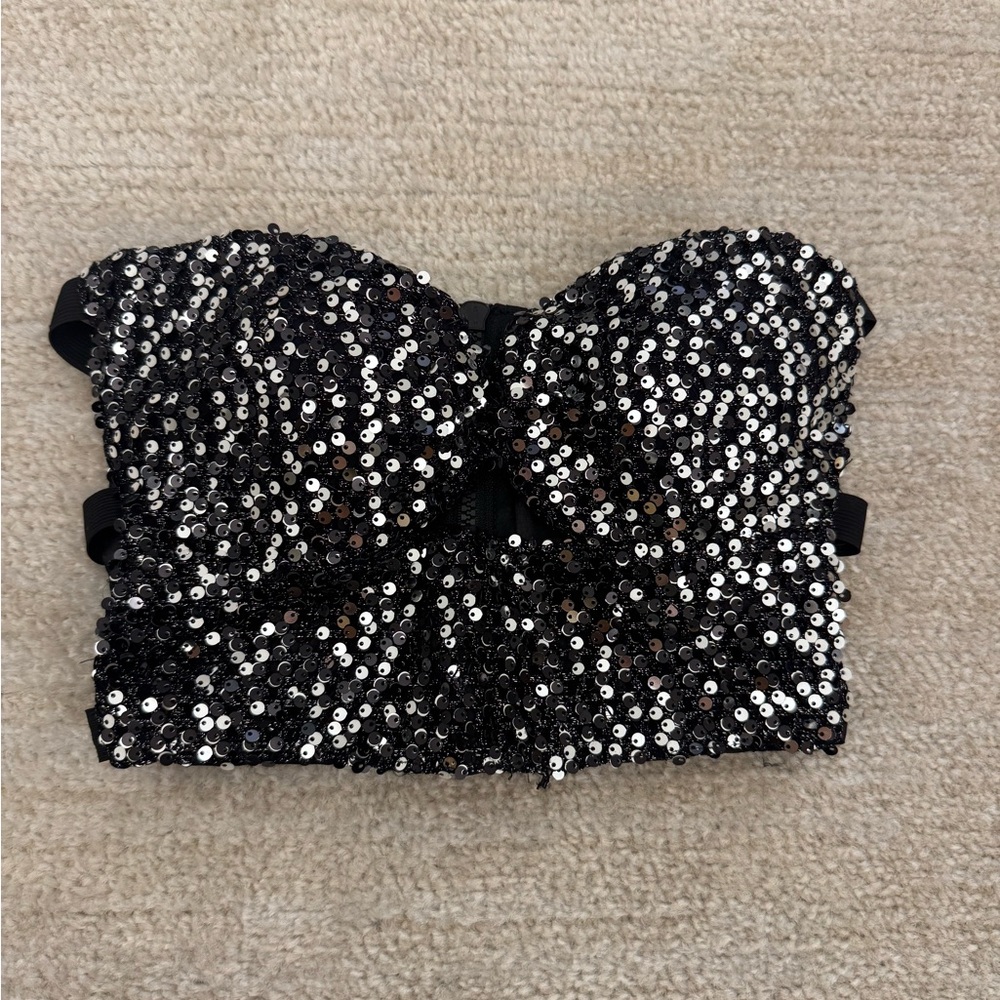 Sparkly Sequin Cut Out Padded Top
